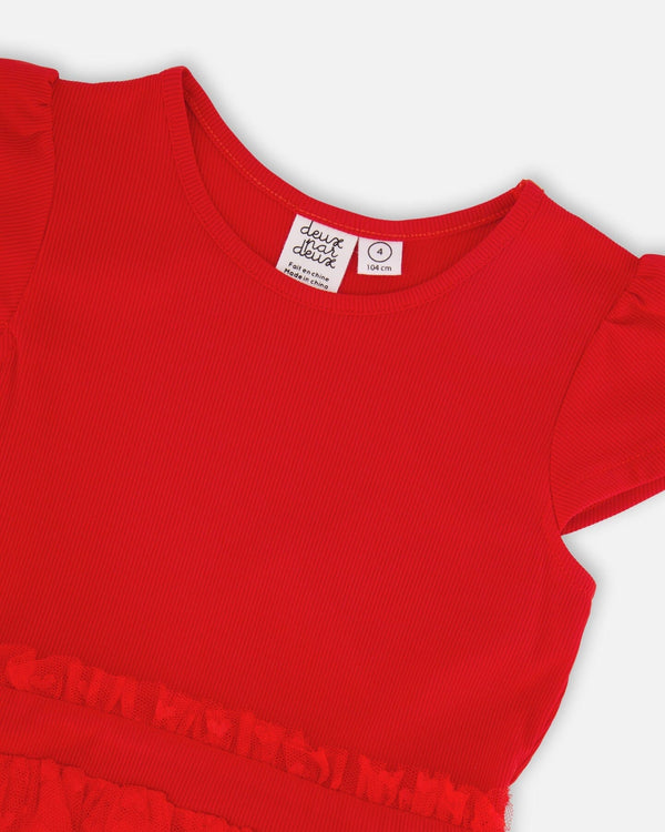 Bi-Material Dress Red - H30H88_07620