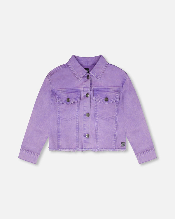 Mauve Denim Jacket With Embroidery - H30M50_05130