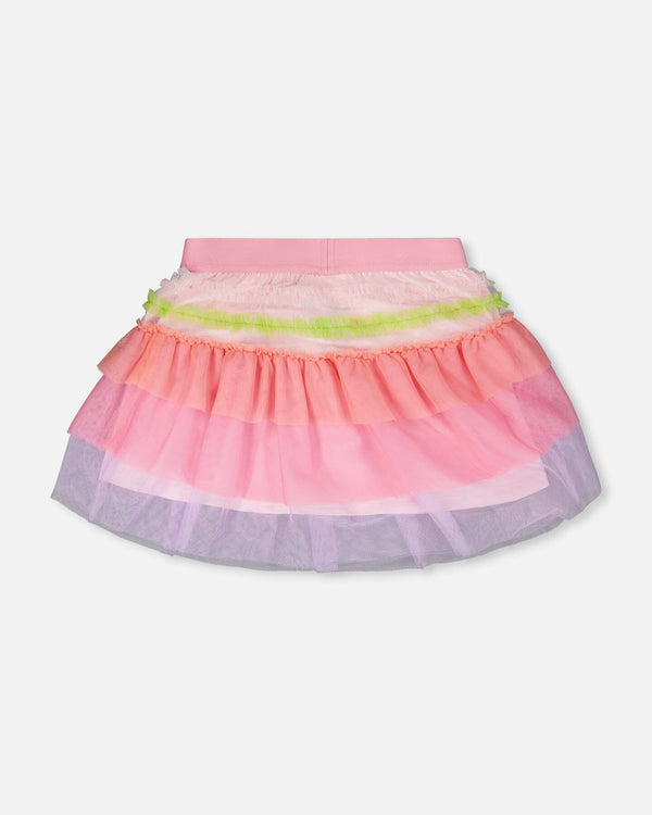 Mesh Skirt With Multicolor Frills - H30M80_3H173