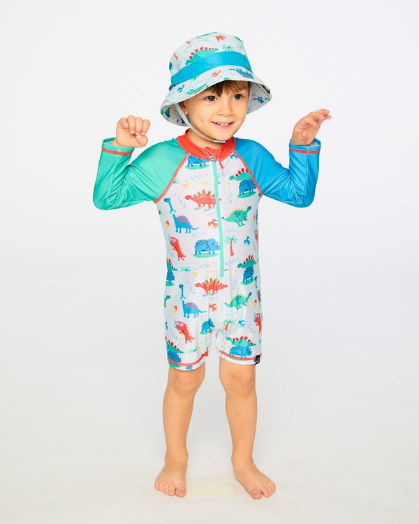 Recycled Polyester Beach Hat Blue Baby Dinosaur Print - H30OBC_3H161