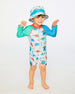 Recycled Polyester Beach Hat Blue Baby Dinosaur Print - H30OBC_3H161