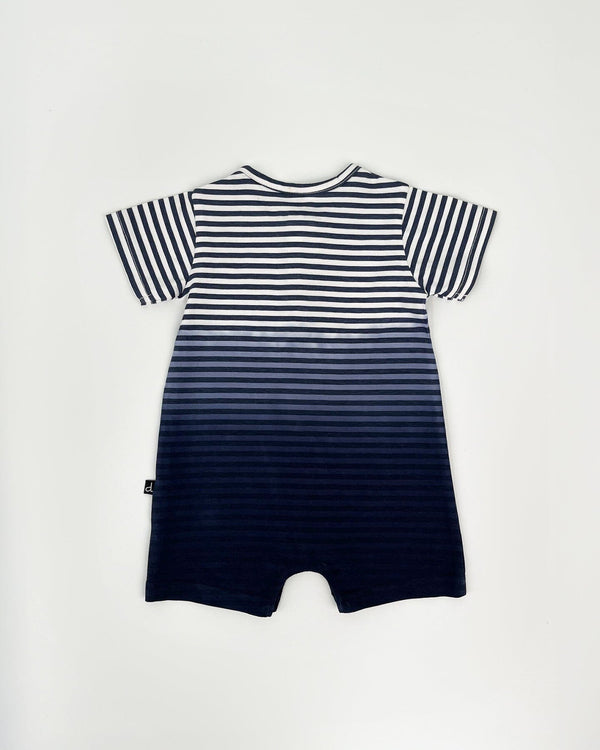 Organic Cotton Romper Blue Gradient Stripes One-Piece & Baby Rompers Deux par Deux
