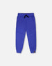 French Terry Sweatpants With Cross Seams Royal Blue - H30U24_04640