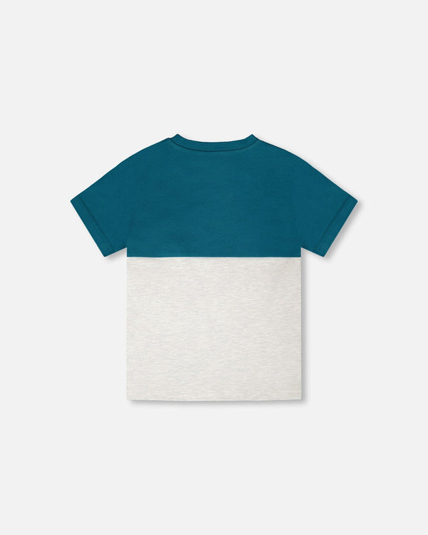 Organic Cotton Colorblock Jersey T-Shirt With Chest Pocket Heather Grey - H30U70_01930