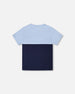 Organic Cotton Colorblock Jersey T-Shirt With Chest Pocket Dark Blue - H30U70_04810