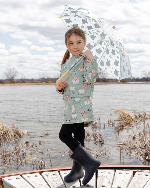 Rain Jacket In Polyurethane Green Frog Print - H30W50_3H022