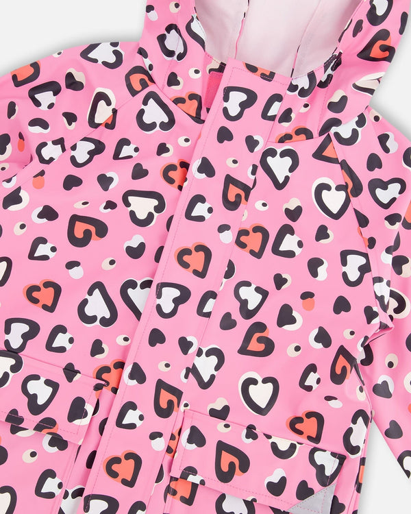 Rain Jacket In Polyurethane Pink Heart Print - H30W50_3H024