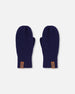 Ribbed Knit Mittens Navy Blue - H30WT26_04790