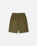 Stretch Twill Bermuda With Cargo Pockets Dark Khaki Green - H30YB27_03720