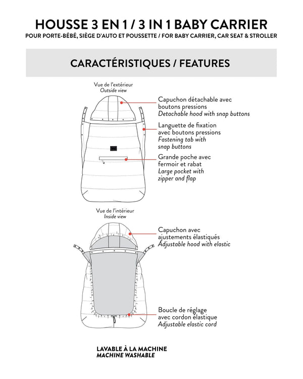 3-In-1 Multifunction Cover For Car Seat, Stroller, And Baby Carrier In Black - H10A403_999