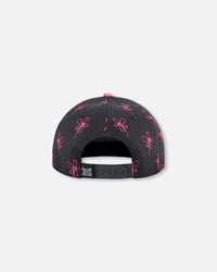 Cap Black Printed Swirl Flowers - F30VC4_044