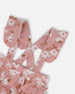 Printed Muslin Short And Organic Cotton Bodysuit Set Pink And White Flowers - G30A13_067