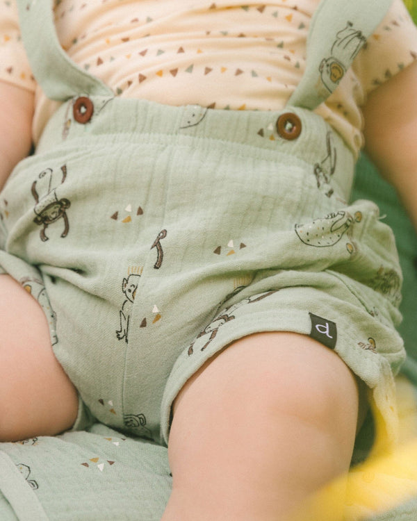 Printed Muslin Blanket Sage Monkey Accessories Deux par Deux 