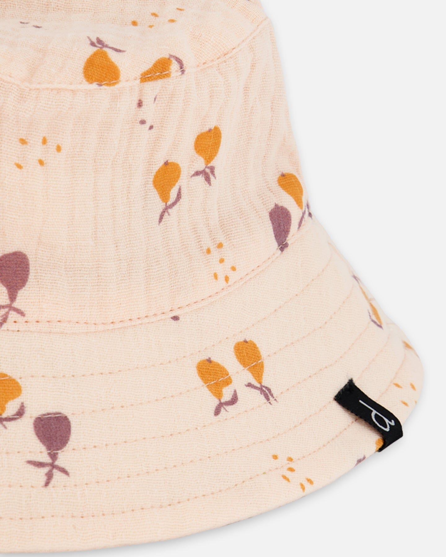 Printed Muslin Bucket Hat Peach With Pears - G30AH_070