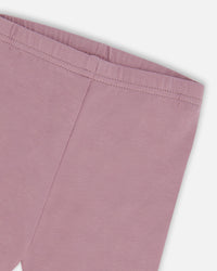 Printed Muslin Tunic And Organic Cotton Legging Set Peach With Pears And Purple - G30B10_070