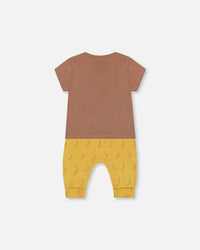 Printed Organic Cotton Top And Pant Set Yellow Bananas And Brown - G30C13_072