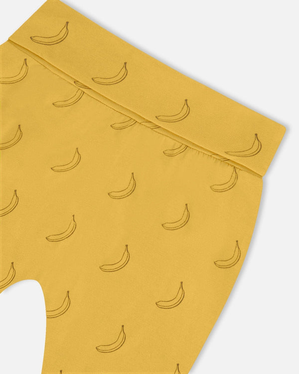 Printed Organic Cotton Top And Pant Set Yellow Bananas And Brown - G30C13_072