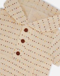 Printed Organic Cotton Hooded Romper Off-White - G30C41_073