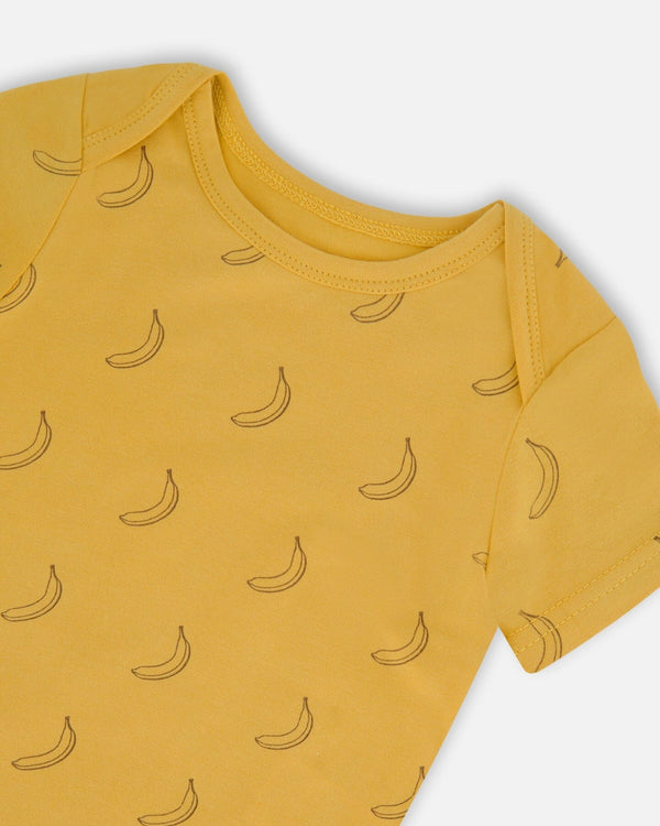 Organic Cotton Onesie Printed Yellow Bananas - G30C70_072