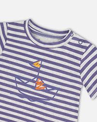 Organic Cotton Top And Muslin Pant Set Striped Navy - G30D10_066