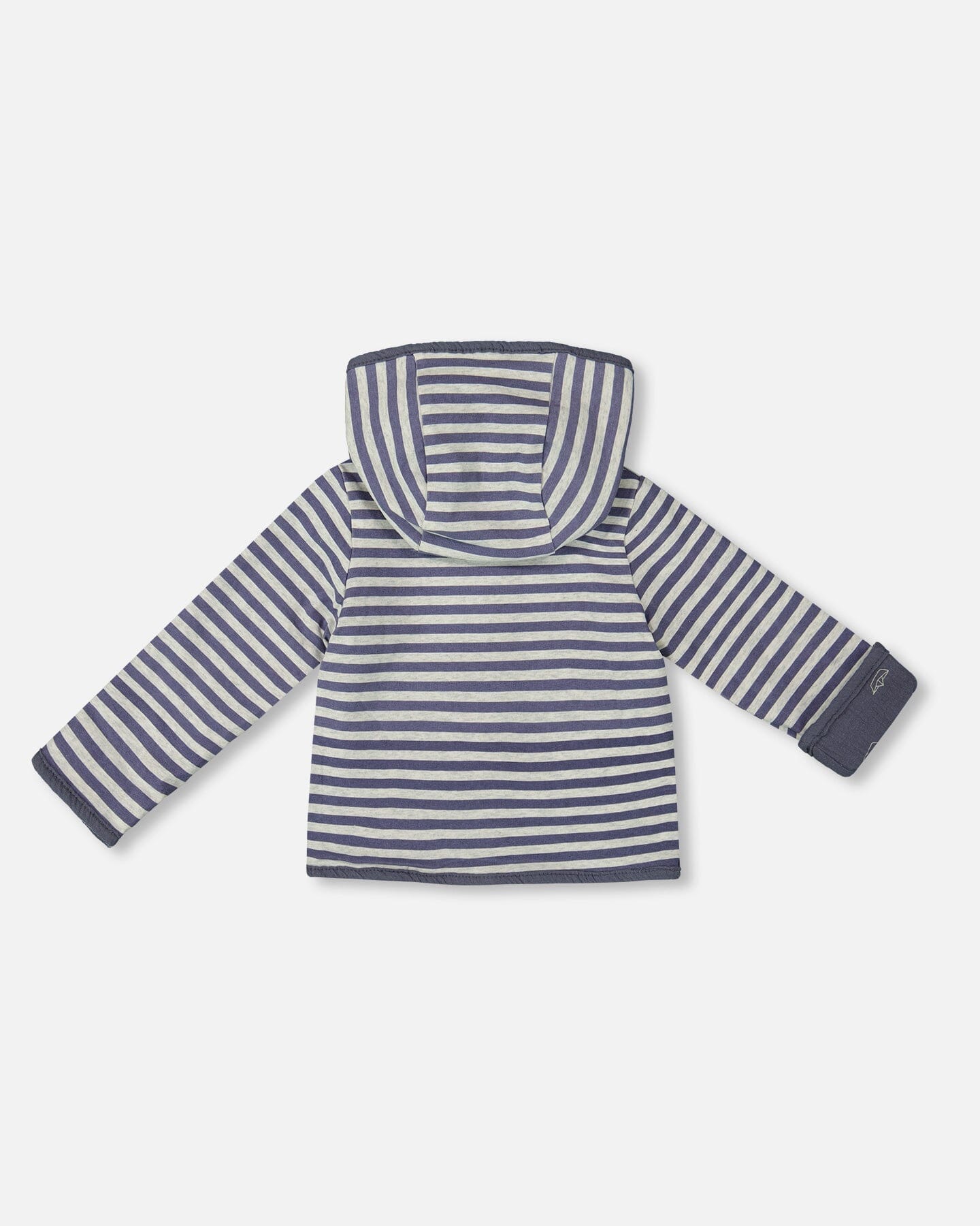 Reversible Organic Cotton Hooded Jacket Navy Striped Blue - G30D30_000