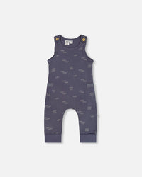Printed Muslin One-Piece Jumpsuit Navy Blue Paper Boats - G30D41_065