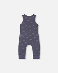 Printed Muslin One-Piece Jumpsuit Navy Blue Paper Boats - G30D41_065