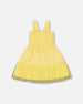 Smocked Organic Cotton Dress With Mesh Frill Yellow - G30H87_222