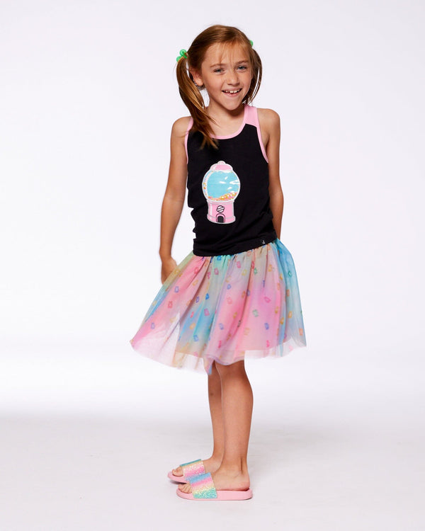 Organic Cotton Racerback Tank Top Black And Candy Machine - G30K70_999