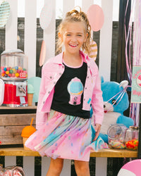 Organic Cotton Racerback Tank Top Black And Candy Machine - G30K70_999