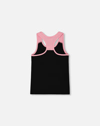 Organic Cotton Racerback Tank Top Black And Candy Machine - G30K70_999