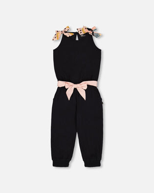Crinkle Jumpsuit Black And Sparkling Pink - G30L40_999