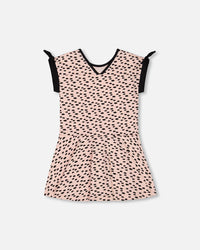 Printed Organic Cotton Dress Black And Pink Butterflies - G30L89_076