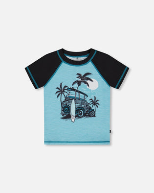 Short Sleeve Rashguard Light Blue And Black - G30NB10_999