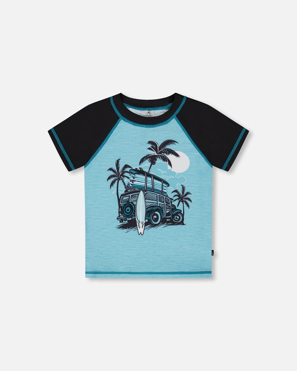 Short Sleeve Rashguard Light Blue And Black - G30NB10_999