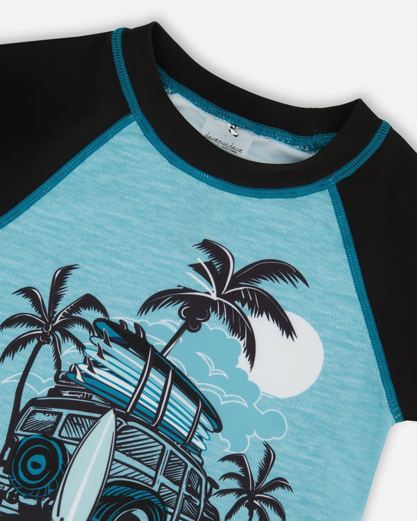 Short Sleeve Rashguard Light Blue And Black - G30NB10_999
