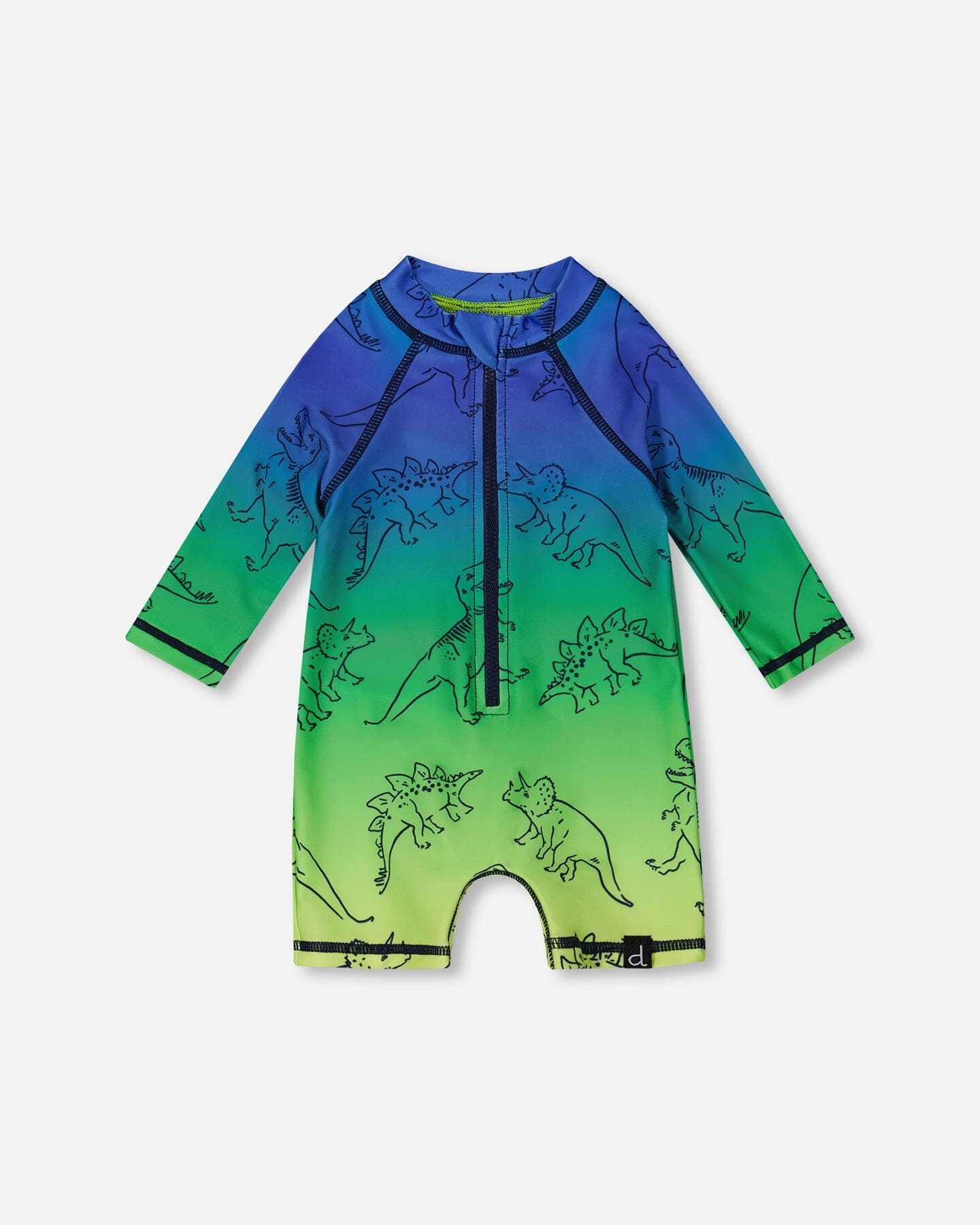 Printed Long Sleeve One-Piece Rashguard Vibrant Blue And Green Dino - G30NB15_000