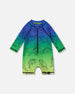 Printed Long Sleeve One-Piece Rashguard Vibrant Blue And Green Dino - G30NB15_000