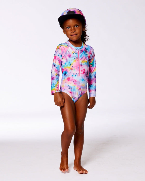 Printed Long Sleeve Rashguard Butterflies On Multicolored Background - G30NG21_058