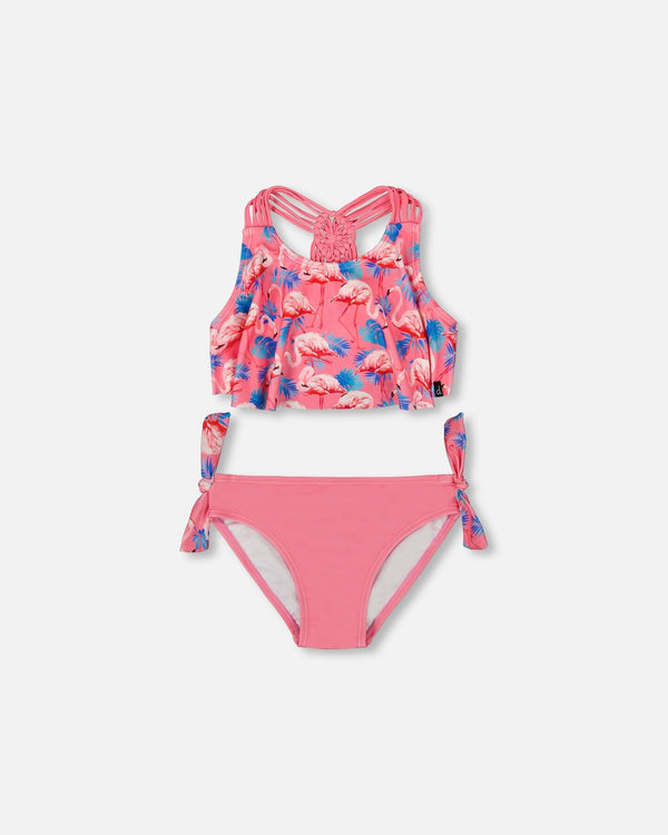 Printed Two-Piece Swimsuit Candy Pink And Pink Flamingo - G30NG72_056