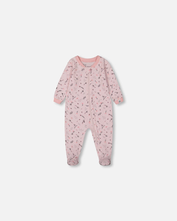 Printed Organic Cotton One-Piece Pajama Off-White And Multi Truck - G30PA40US_028