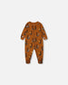 Printed Organic Cotton One-Piece Pajama Sloths On Tan Background Pajamas Deux par Deux 3m 