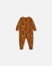 Printed Organic Cotton One-Piece Pajama Sloths On Tan Background Pajamas Deux par Deux 