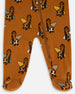 Printed Organic Cotton One-Piece Pajama Sloths On Tan Background Pajamas Deux par Deux 