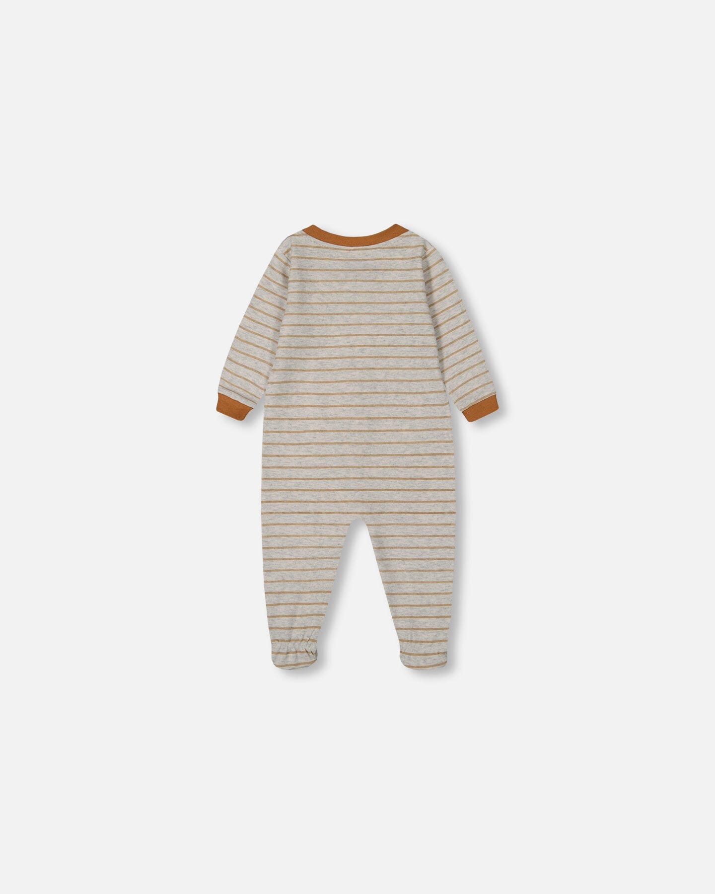 Printed Organic Cotton One-Piece Pajama Dinosaur On Mottled And Tan Background Pajamas Deux par Deux 