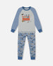 Organic Cotton Long Sleeve Top And Pants Two-Piece Pajama Set Tools On Bluish Gray Background Pajamas Deux par Deux 12m 