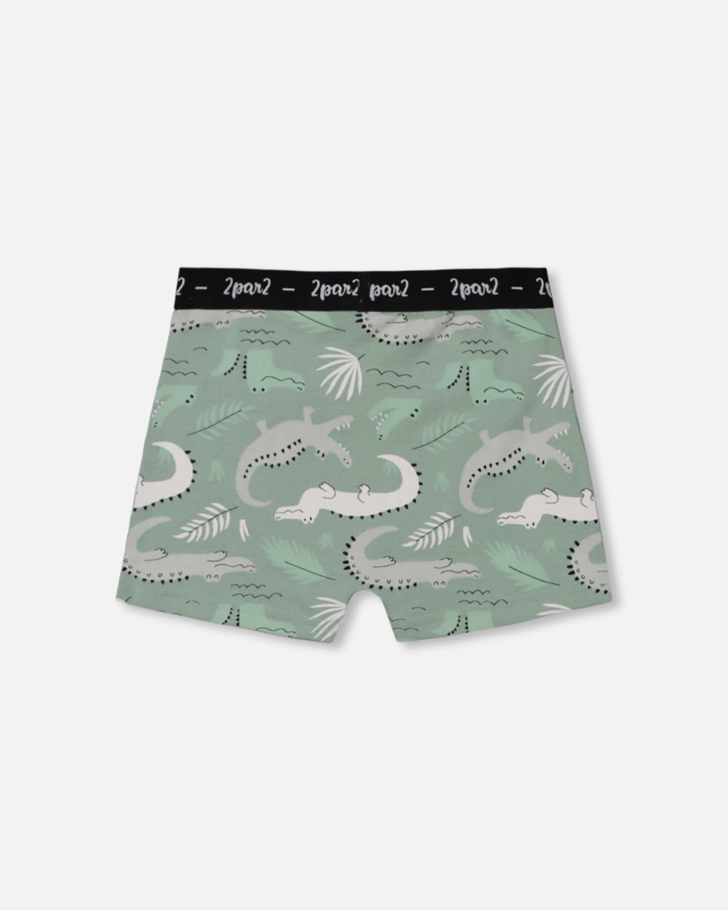 Printed Organic Cotton Boxer Shorts Light Sage And Gray Crocodile - G30PB60_043