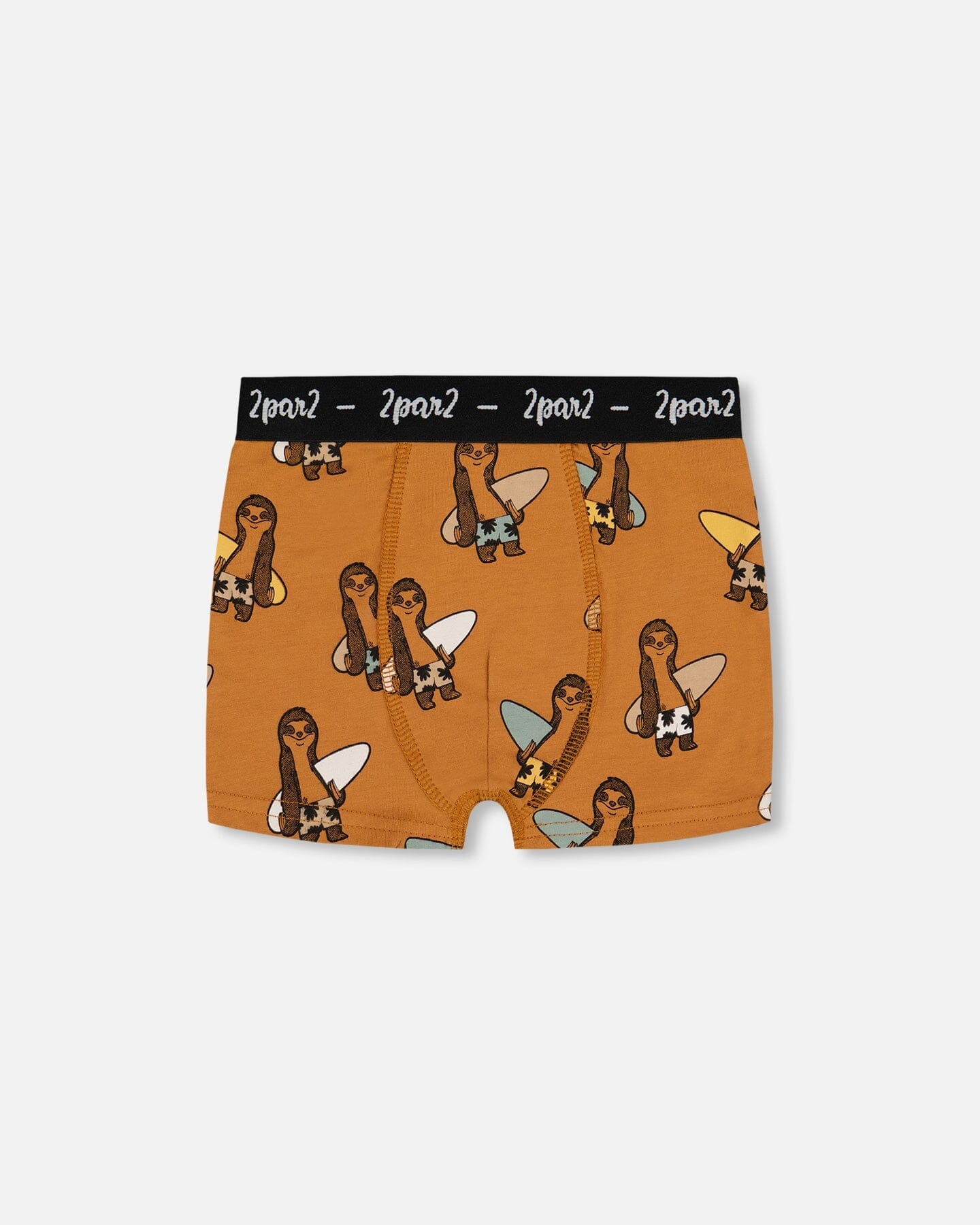 Printed Organic Cotton Boxer Shorts Sloths On Tan Background - G30PB60_044