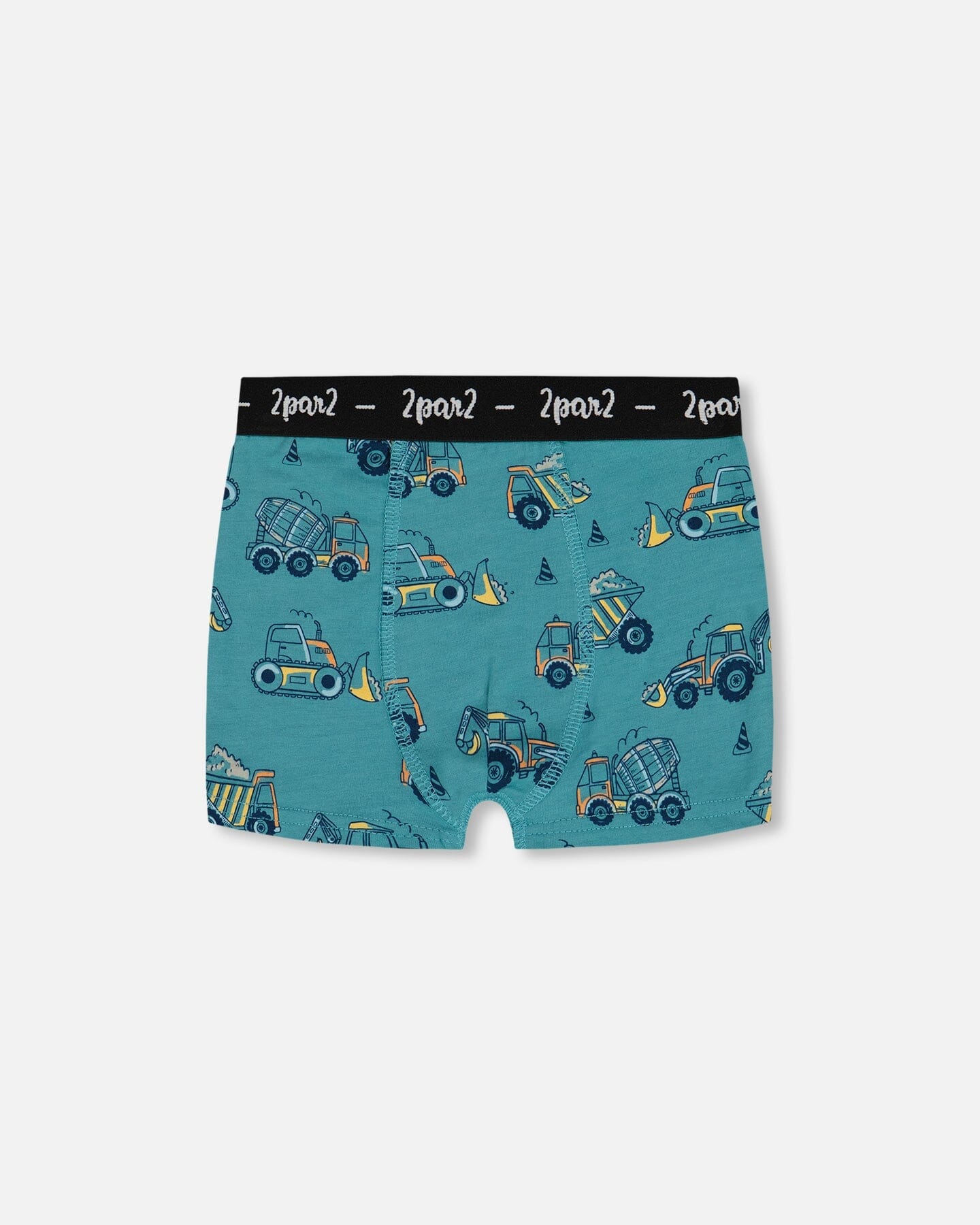 Printed Organic Cotton Boxer Shorts Teal With Yellow Truck - G30PB60_045