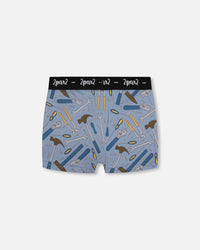 Printed Organic Cotton Boxer Shorts Tools On Bluish Gray Background - G30PB60_047